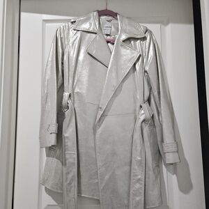 Chico's Shimmering Silver Trench Coat
